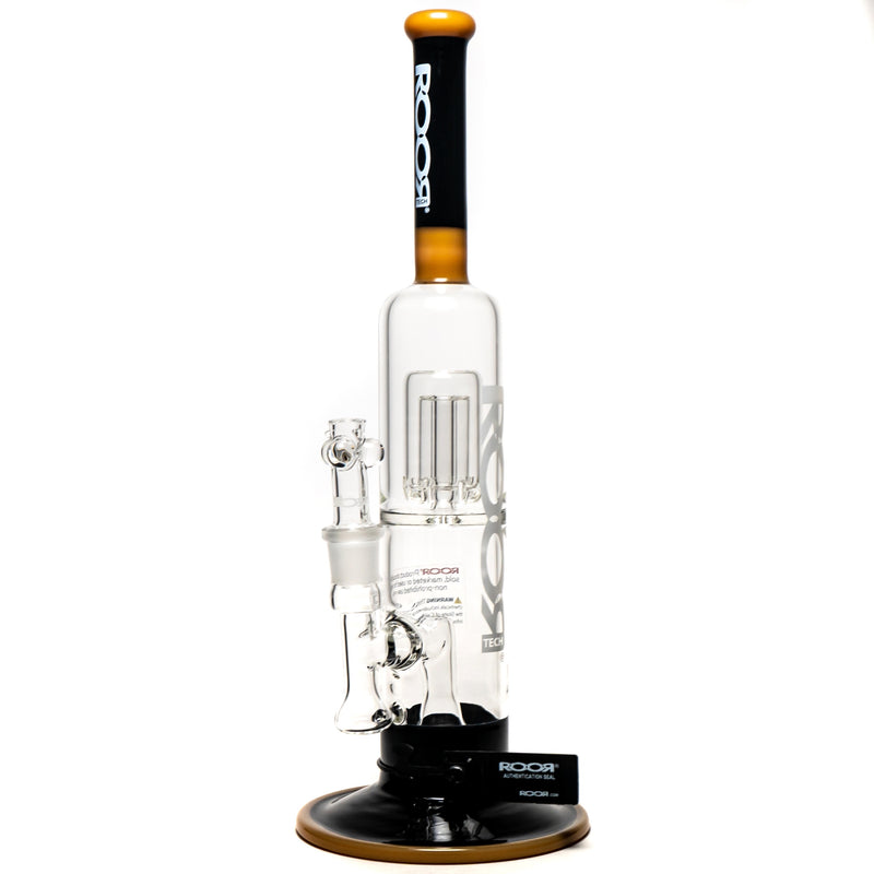 ROOR.US - Fixed Double Chamber Bubbler - Barrel Perc - Black & Tangie - The Cave