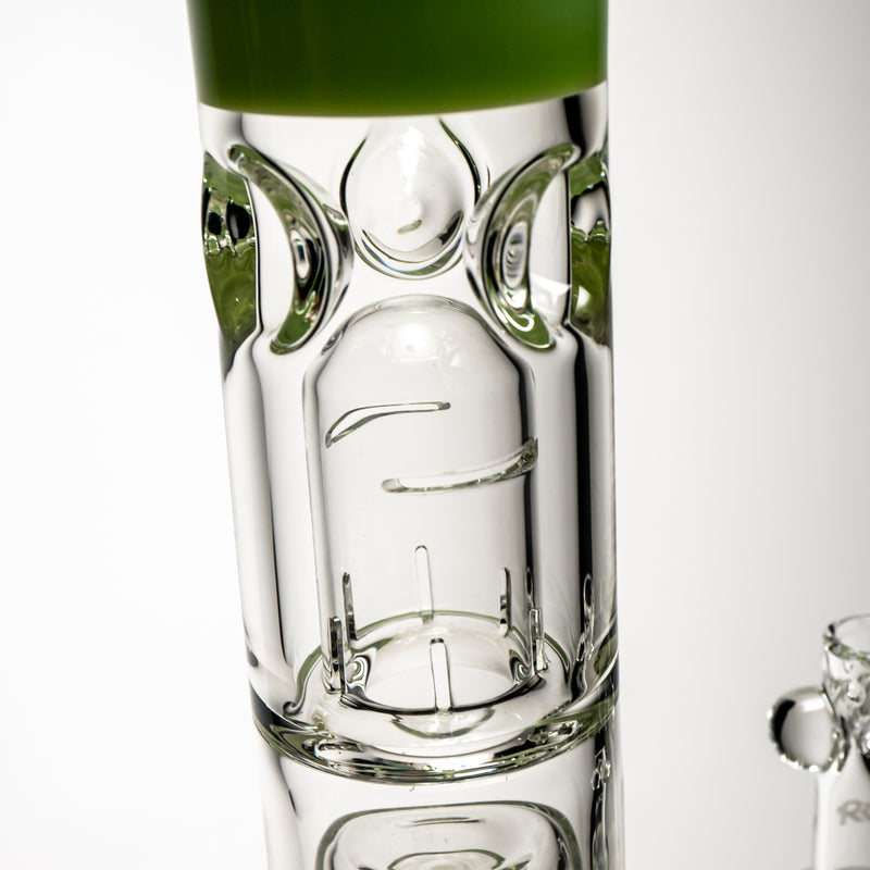 ROOR.US - 18” Fixed Beaker - Barrel Perc - Milky Green - White Label - The Cave