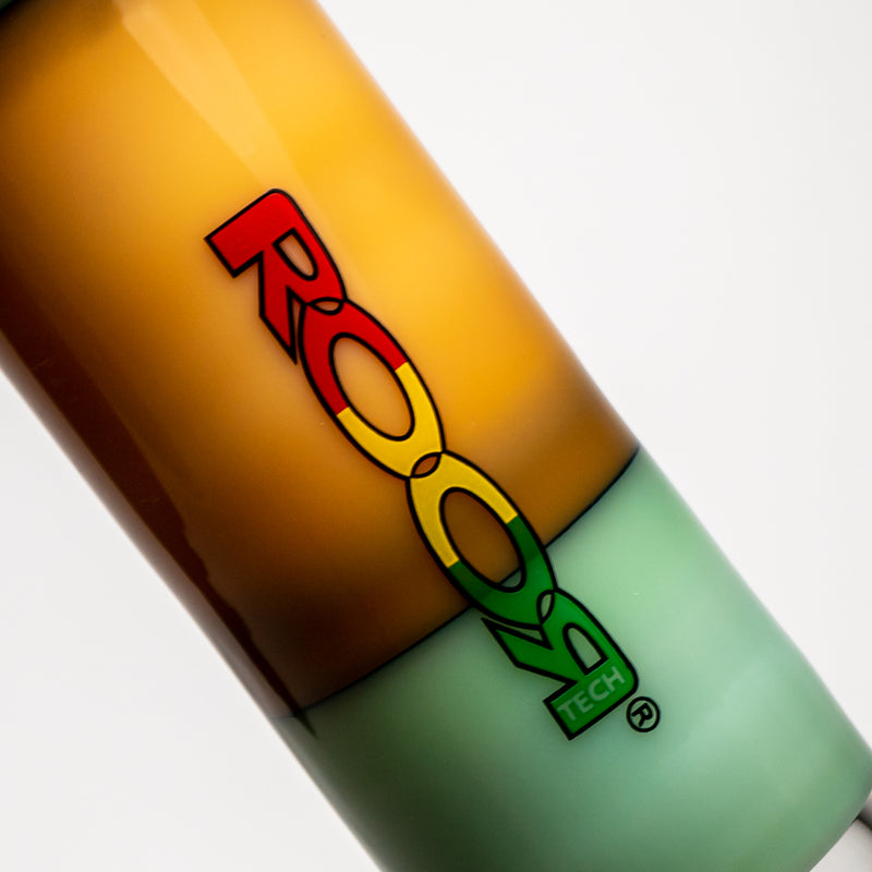 ROOR.US - 18” Fixed Beaker - Barrel Perc - Milky Tangie & Mint - Rasta Label - The Cave