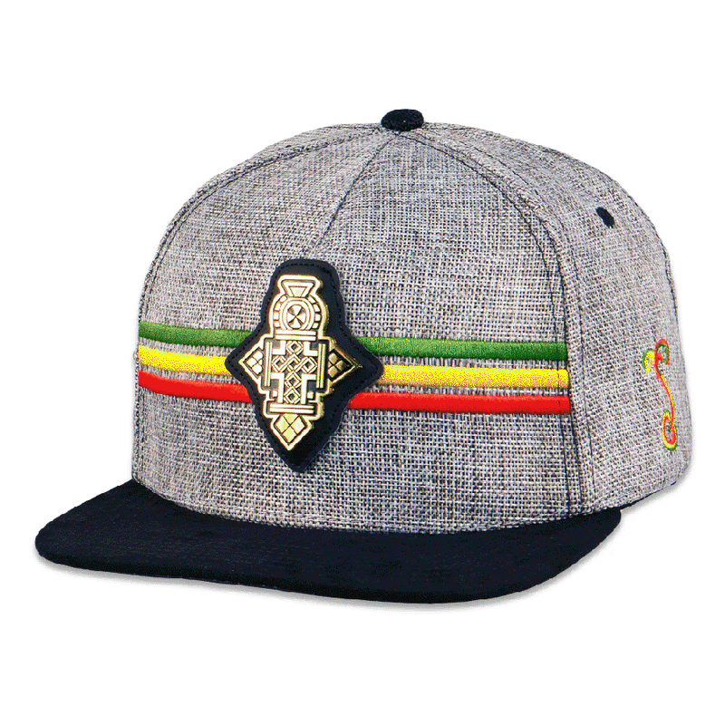 Grassroots - Rasta Cross Gray Snapback Hat - Large/XL - The Cave