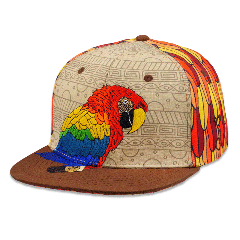 Grassroots - Red Macaw Feathers Snapback Hat - Large/XL - The Cave