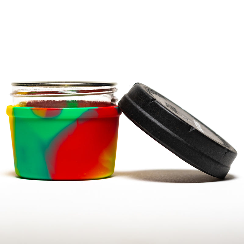 Re:Stash - Rasta Tie Dye Jar w/ Black Lid - 4oz - The Cave