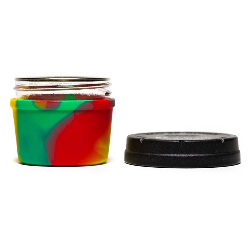 Re:Stash - Rasta Tie Dye Jar w/ Black Lid - 4oz - The Cave