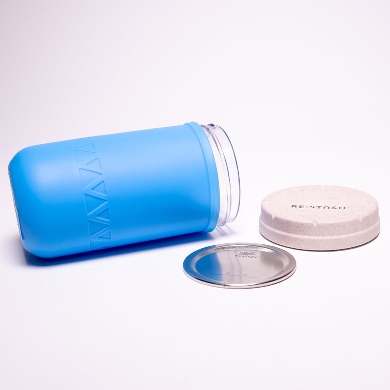 Re:Stash - Blue Jar w/ White Lid - 12oz - The Cave