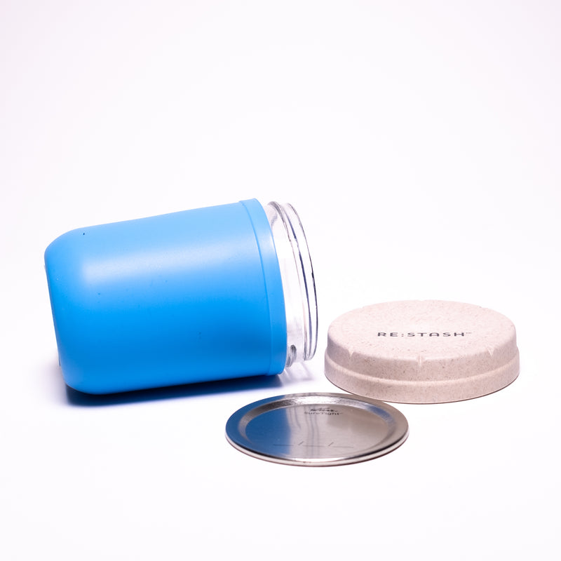 Re:Stash - Blue Jar w/ White Lid - 8oz - The Cave