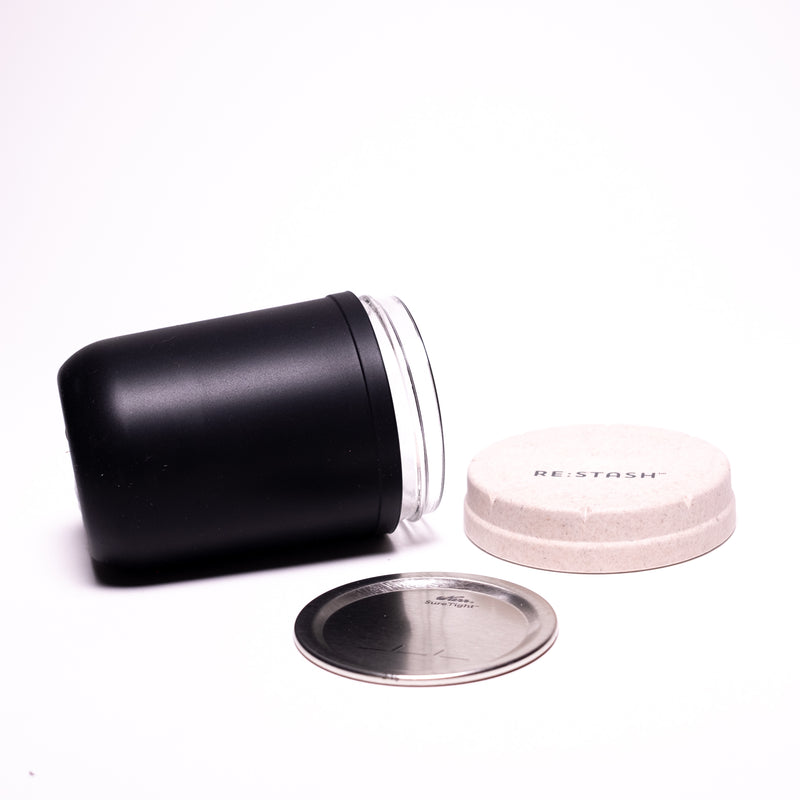 Re:Stash - Black Jar w/ White Lid - 8oz - The Cave