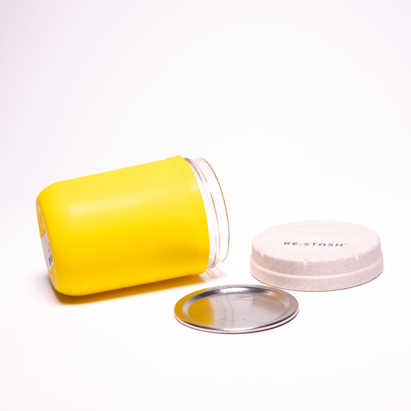 Re:Stash - Yellow Jar w/ White Lid - 8oz - The Cave