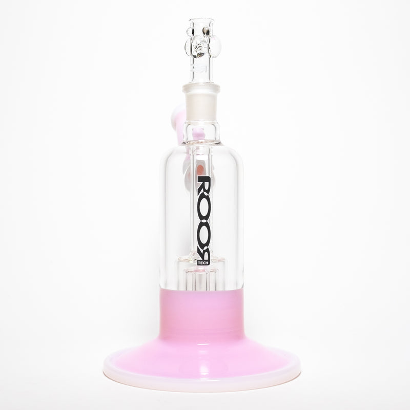 ROOR - Fixed Bubbler w/ Barrel Perc - Pink & White - Black & White Label - The Cave