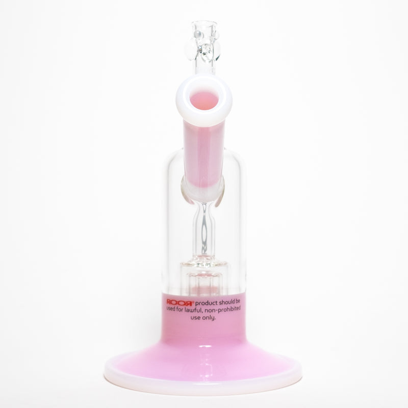 ROOR - Fixed Bubbler w/ Barrel Perc - Pink & White - Black & White Label - The Cave