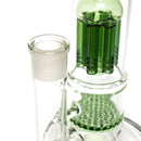 Shooters - Double Chamber Bubbler - Honeycomb to 6 Arm Tree Perc - Green - The Cave