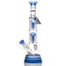 Phoenix Star - 14" Double Tree Beaker - 8 Arm - Milky Blue - The Cave