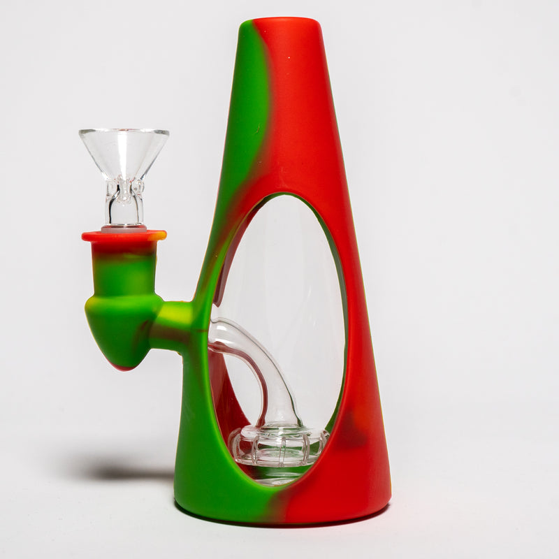 Shooters - 6" Silicone Cone Waterpipe - Rasta - The Cave