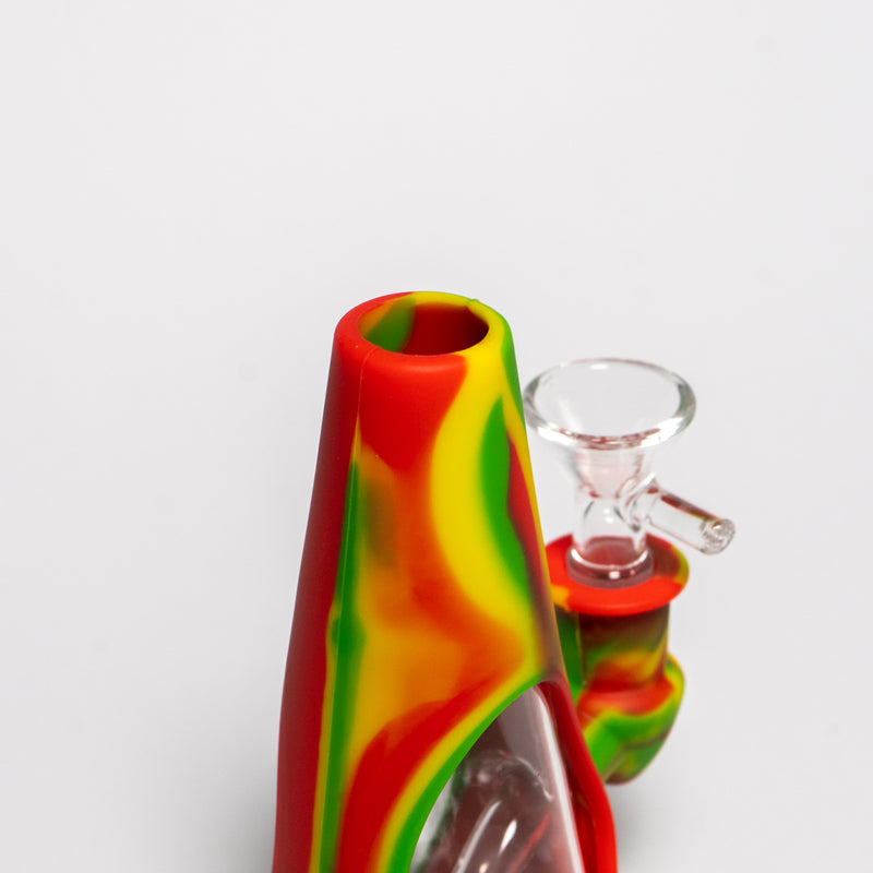 Shooters - 6" Silicone Cone Waterpipe - Rasta - The Cave