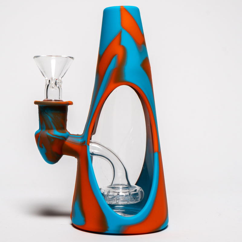 Shooters - 6" Silicone Cone Waterpipe - Blue & Orange - The Cave