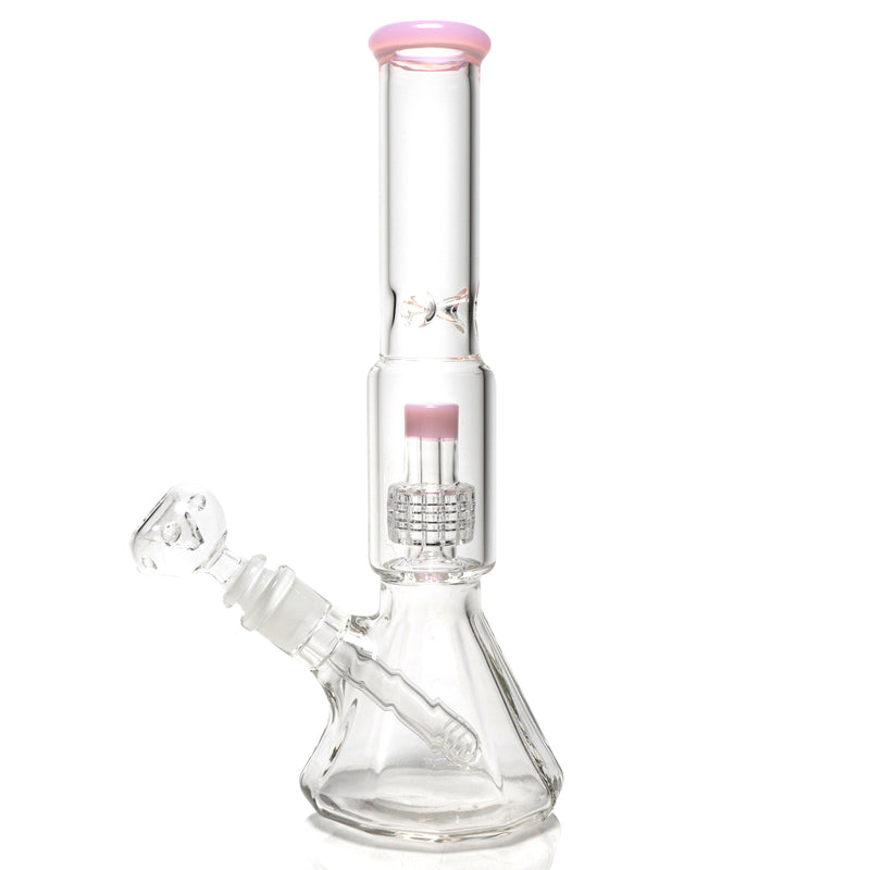 Shooters - 12" Diamond Base Beaker - Shower Head - Pink Accent - The Cave