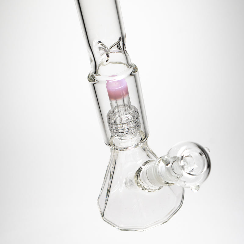 Shooters - 12" Diamond Base Beaker - Shower Head - Pink Accent - The Cave