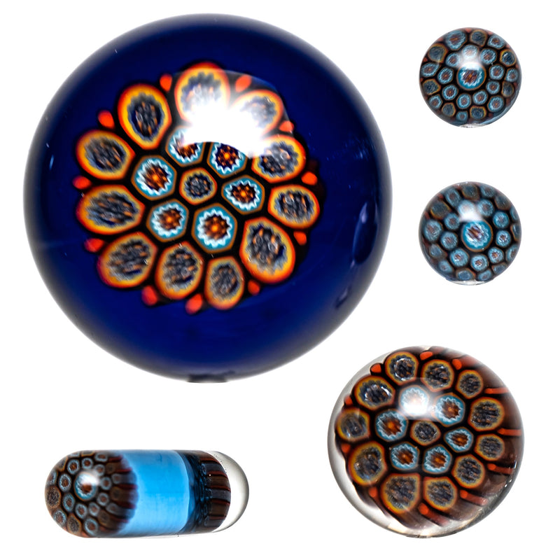 Steve H Glass - Artist Series Slurper Set - 5 Piece - Orange & Blue Cane Cluster - Cobalt - The Cave