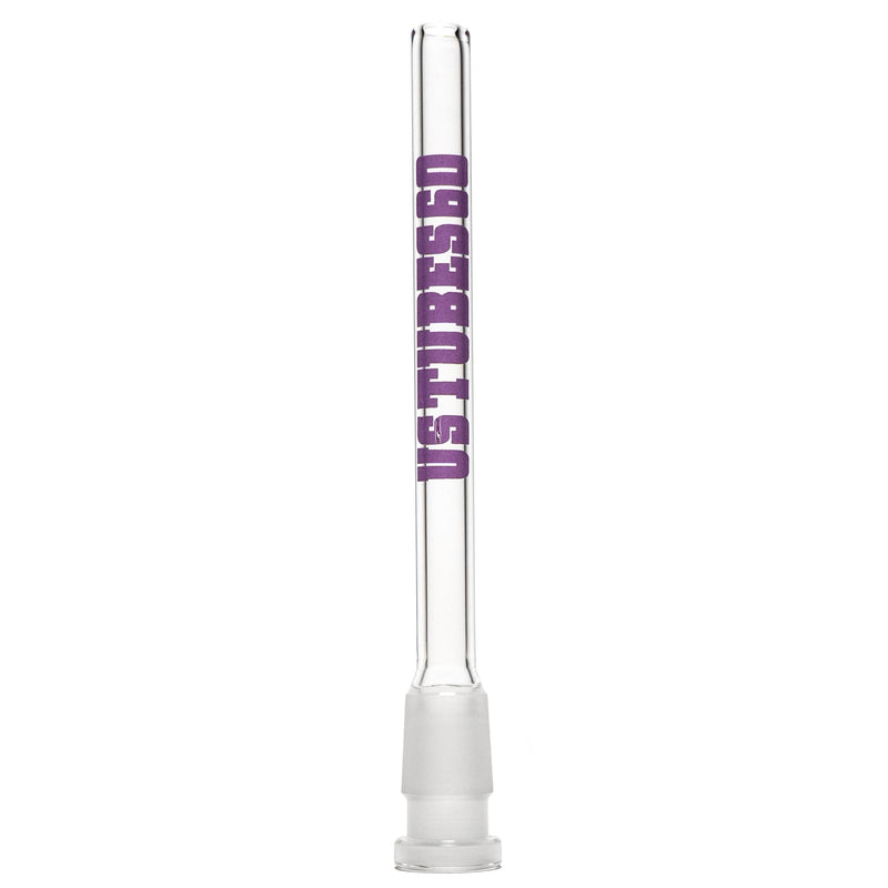 US Tubes - 18/14mm Female Open Downstem - 6.0" - Clear w/ Purple - The Cave