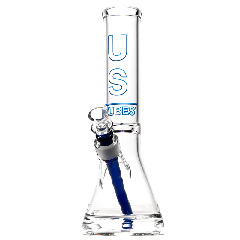 US Tubes - 12" Beaker 50x5 - Constriction - White & Blue Vertical Label - The Cave