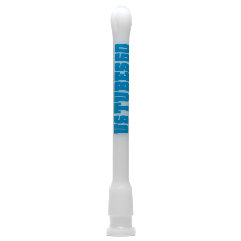 US Tubes - 18/14mm Female 3 Slit Downstem - 6.0" - White w/ Light Blue - The Cave