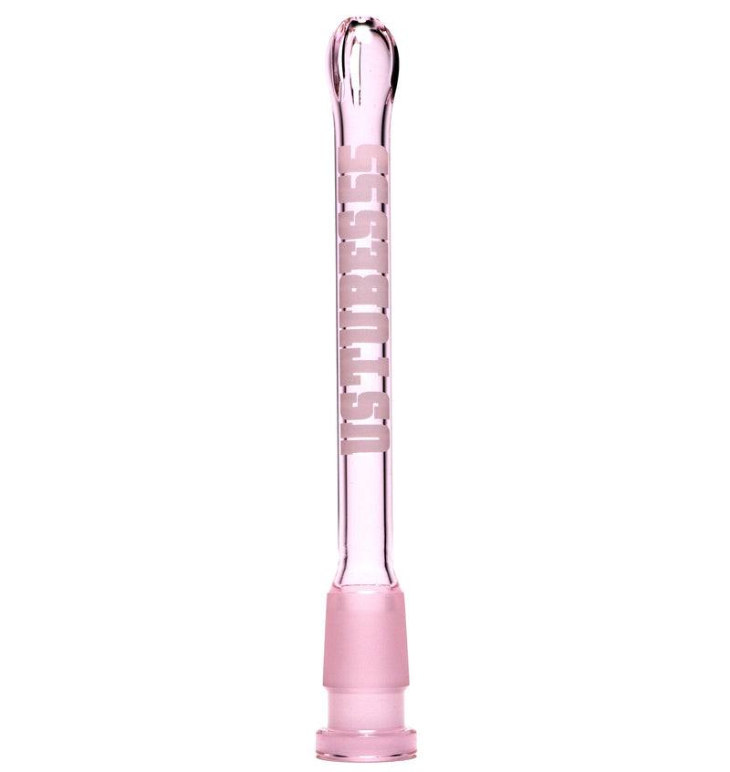 US Tubes - 18/14mm Female 3 Slit Downstem - 5.5" - Pink w/ White - The Cave