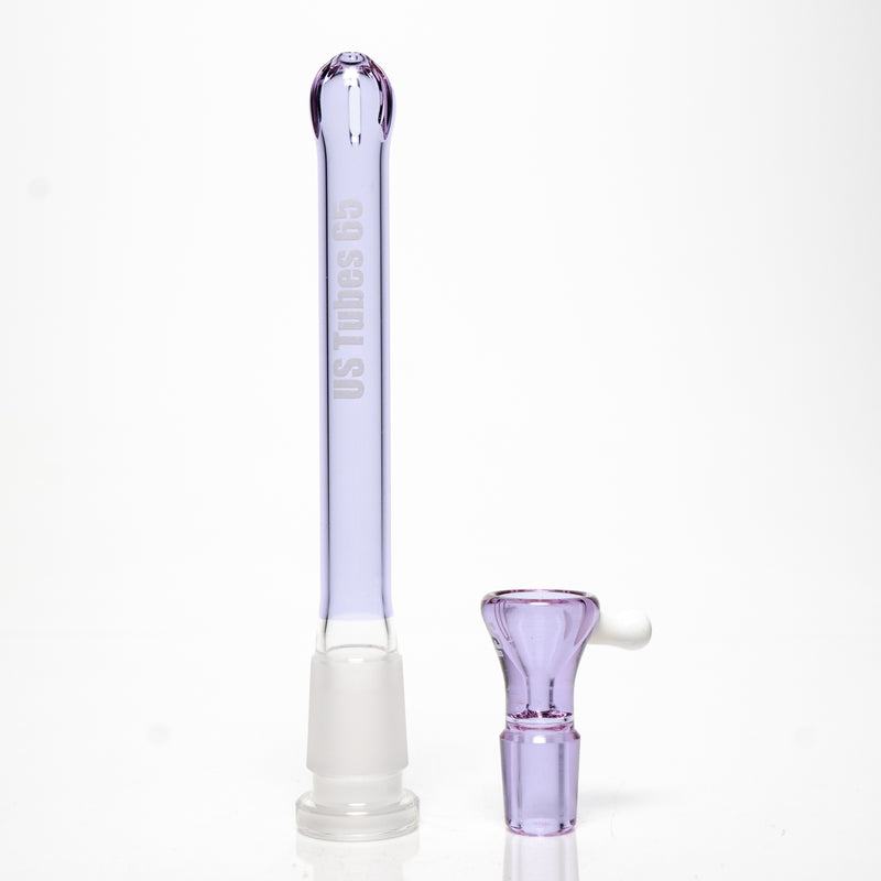 US Tubes - 20" Beaker 50x5 w/ 24mm Joint - White & Gray Vertical Label w/ Purple Slide - The Cave