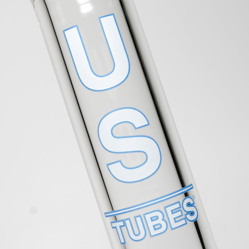 US Tubes - 13" Beaker 50x7 - White & Blue Vertical Label - The Cave