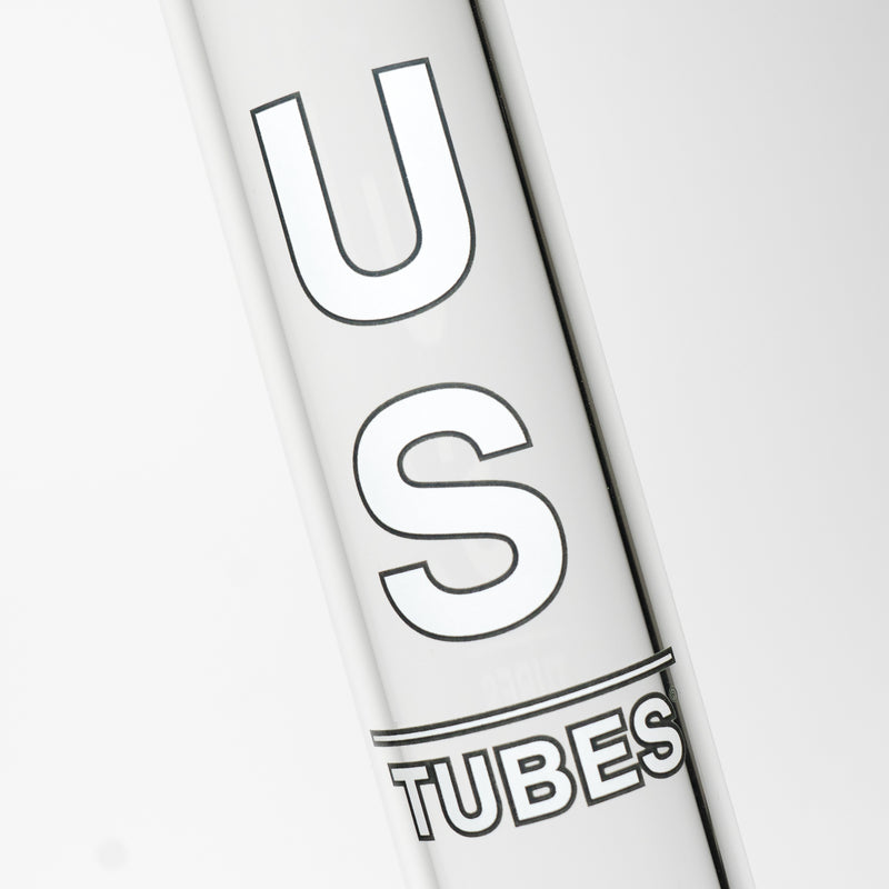 US Tubes - 18" Beaker 50x5 w/ 24mm Joint - White & Gray Vertical Label w/ Blue Handle Slide - The Cave