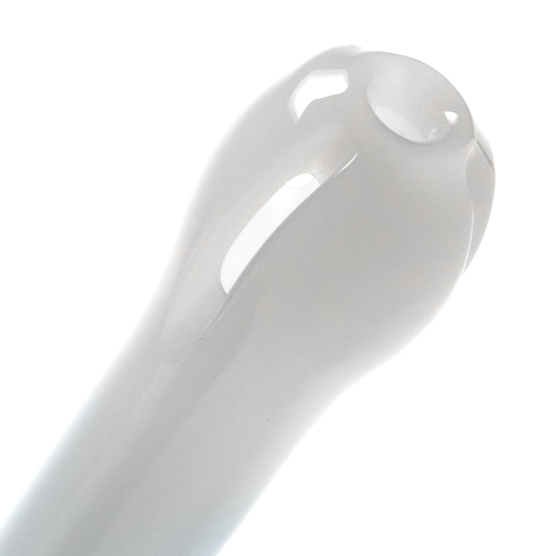 US Tubes - 18/14mm Female 3 Slit Downstem - 6.0" - White w/ Light Blue - The Cave