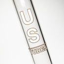 US Tubes - 20" Beaker 50x5 w/ 24mm Joint - White & Brown Vertical Label w/ Lucy Handle Slide - The Cave