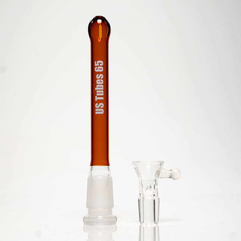 US Tubes - 20" Beaker 50x5 w/ 24mm Joint - White & Brown Vertical Label w/ Lucy Handle Slide - The Cave