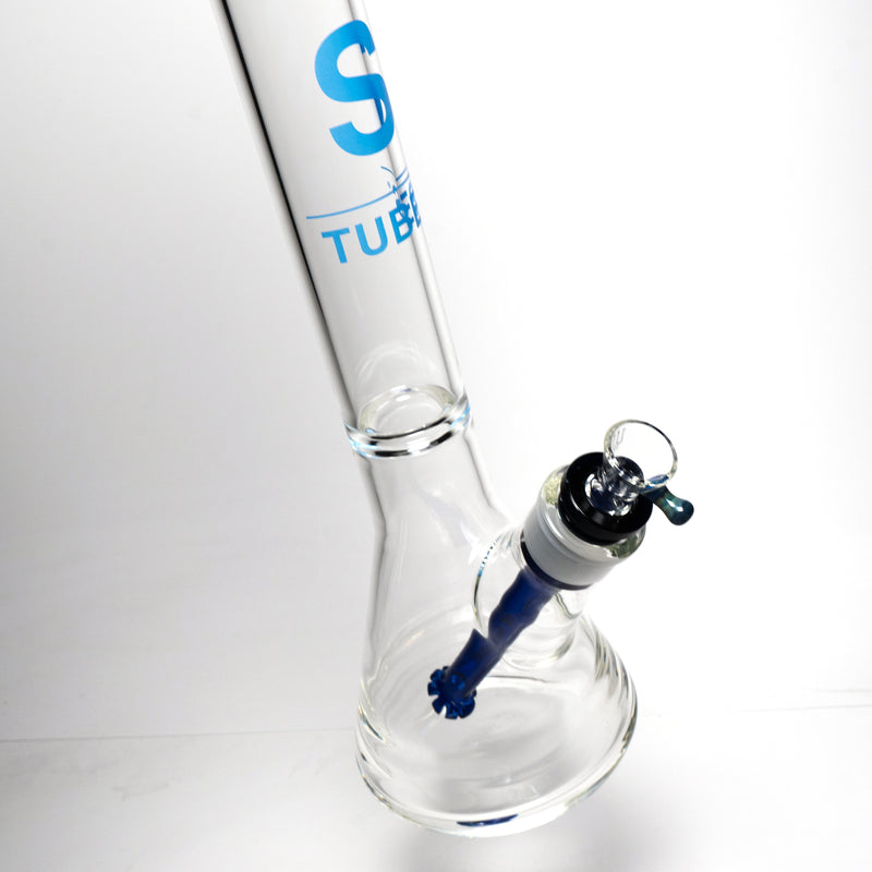 US Tubes - 20" Beaker 50x5 w/ 29mm Joint - Constriction - Blue Vertical Label - The Cave