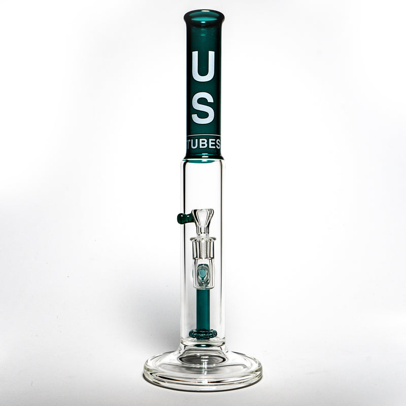 US Tubes - 15" Straight Fixed Circ 38x5 - Teal Neck - White & Teal Vertical Label - The Cave