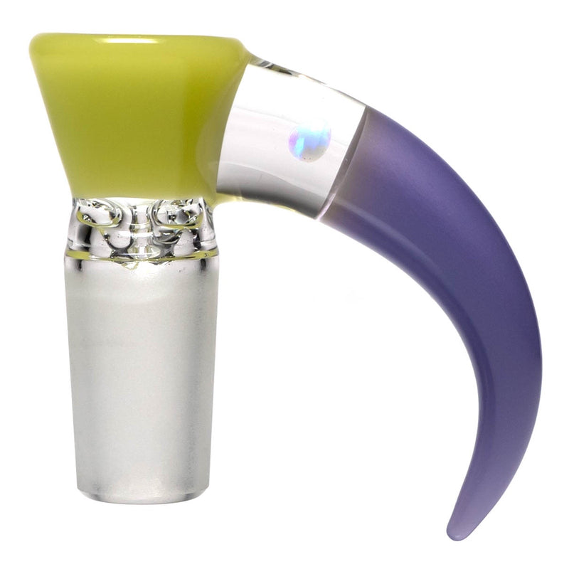 Unity Glassworks - 3 Hole Opal Horn Slide - 14mm - CFL Yoshi & Purple Satin - The Cave