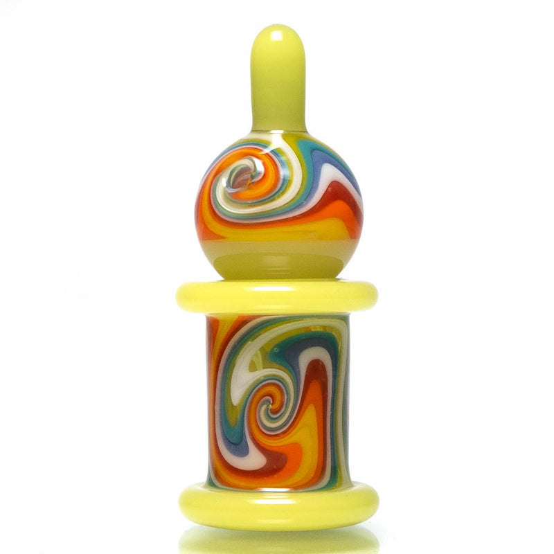 Unity Glassworks - Worked Directional Bubble Cap - CFL Yoshi w/ Rainbow - The Cave