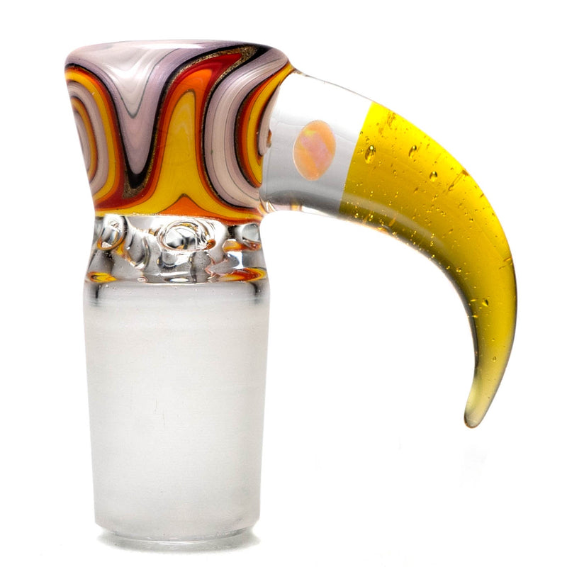 Unity Glassworks - 4 Hole Worked Opal Horn Slide - 18mm - White Fire & CFL Terps - The Cave