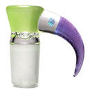 Unity Glassworks - 4 Hole Opal Horn Slide - 18mm - Lime Green Satin & Purple Slyme - The Cave