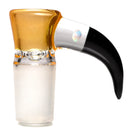 Unity Glassworks - 4 Hole Opal Horn Slide - 18mm - Thomas' Trans. Orange & Galaxy - The Cave