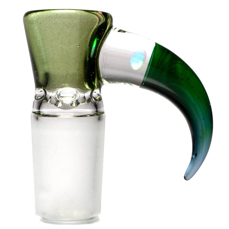 Unity Glassworks - 4 Hole Opal Horn Slide - 18mm - Metal Fleck & Exp. Green - The Cave