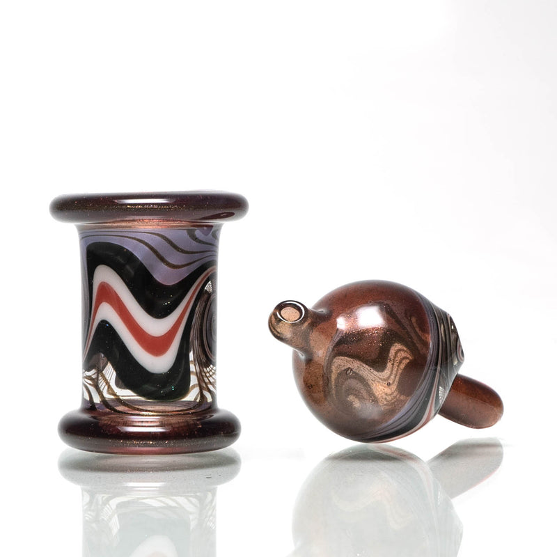 Unity Glassworks - Worked Directional Bubble Cap - Blood Money w/ Red & White - The Cave