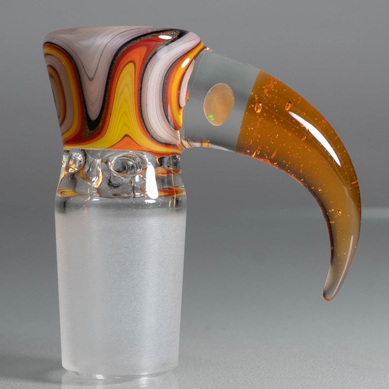 Unity Glassworks - 4 Hole Worked Opal Horn Slide - 18mm - White Fire & CFL Terps - The Cave