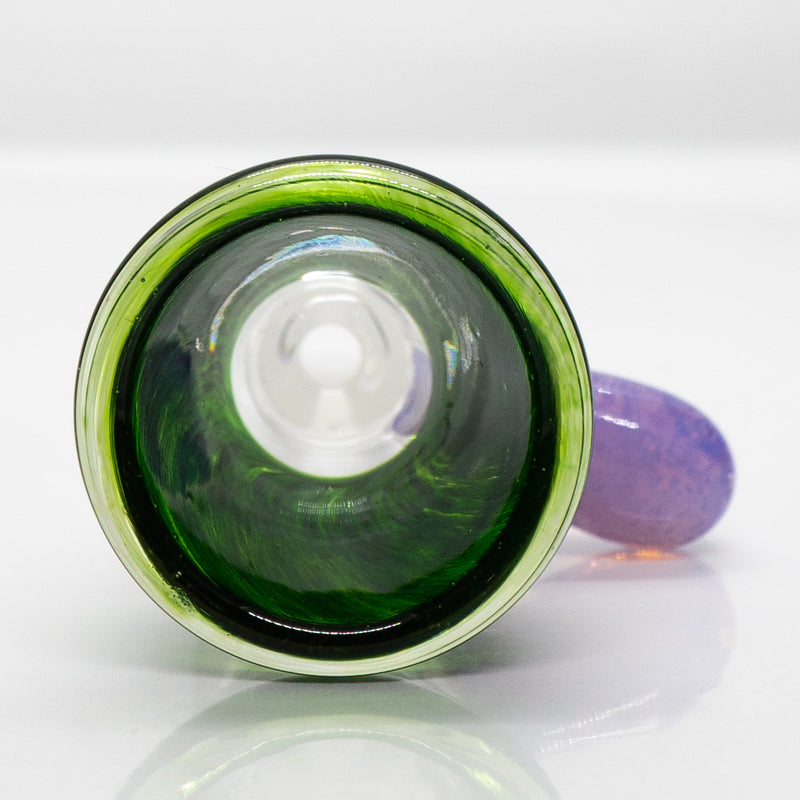 Unity Glassworks - Single Hole Martini Slide - 14mm - Exp. Green & Pink Slyme - The Cave