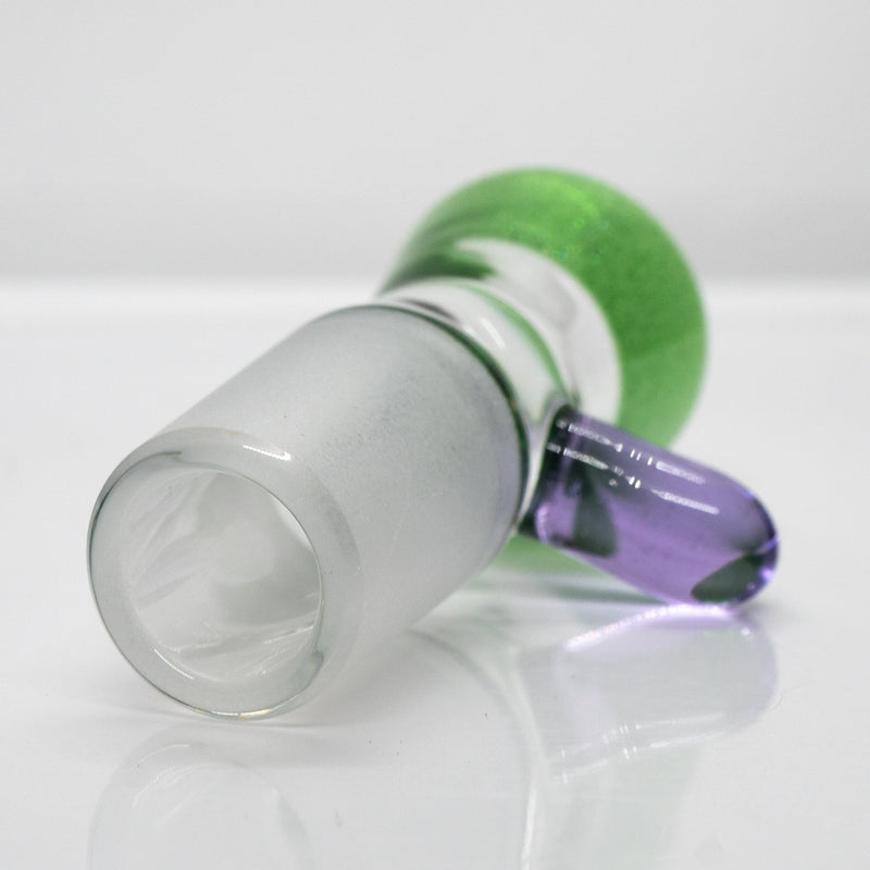 Unity Glassworks - Single Hole Martini Slide - 18mm - Green Stardust & Purple Rain - The Cave