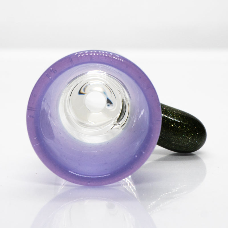 Unity Glassworks - Single Hole Martini Slide - 18mm - Purple Satin & Metal Fleck - The Cave