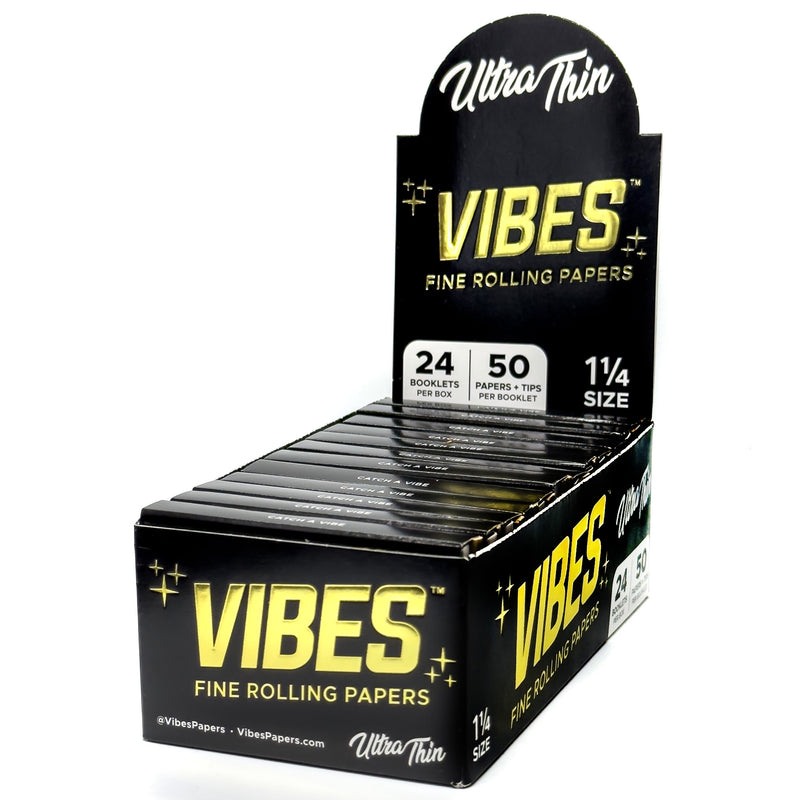 Vibes - 1.25 Ultra Thin - 50 Paper Booklet w/ Tips - 24 Pack Box - The Cave