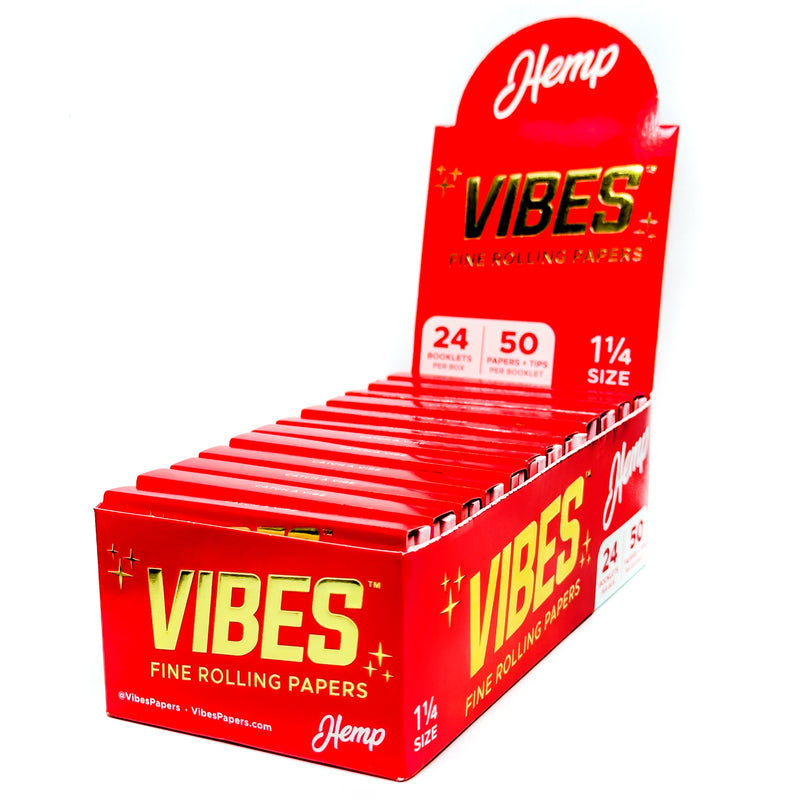 Vibes - 1.25 Hemp - 50 Paper Booklet w/ Tips - 24 Pack Box - The Cave