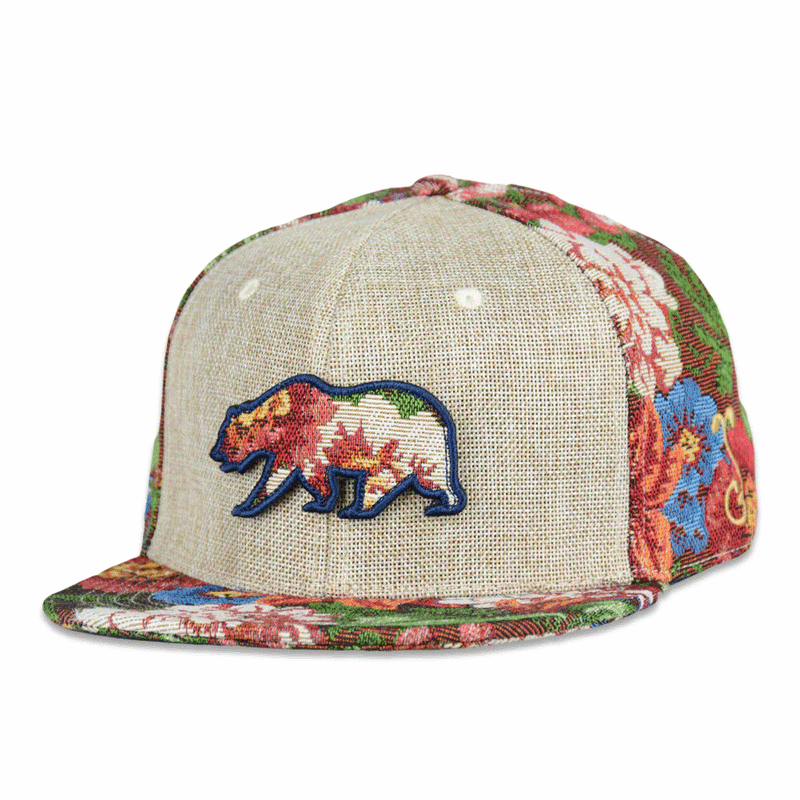 Grassroots - Removable Bear Vintage Bouquet Tan Fitted Hat - 7 1/4 - The Cave