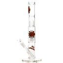 ZOB Glass - 15" Straight 4 Arm Tree Perc - Pyramids Label - Orange & Black - The Cave