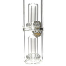ZOB Glass - 19" Beaker Double UFO Perc - Striped Circle Label - Yellow & Black - The Cave