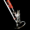 ZOB Glass - 14" Straight Fixed Circ Stem - Shattered Label - Red & Sandblast - The Cave